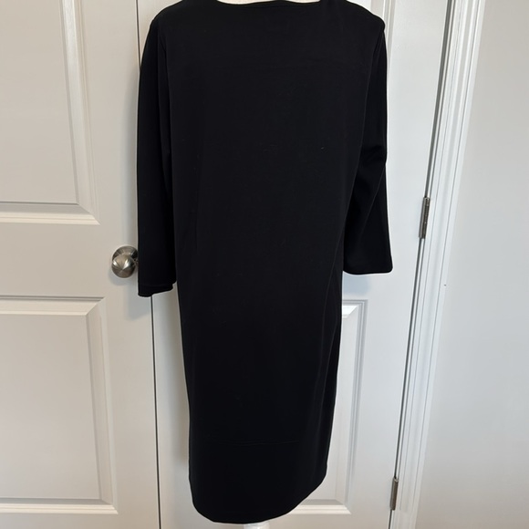 J Jill Ponte Knit Crewneck Dress 3/4 Sleeve Pockets Black Size Large - Picture 6 of 7